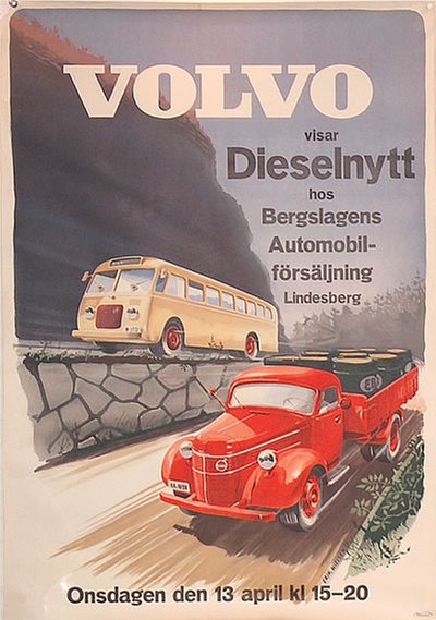 Volvo - visar Dieselnytt original poster designed by Erik Nielsen