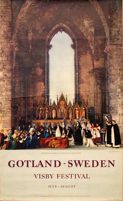 Gotland - Sweden - Visby Festival original poster designed by Photo: E. Nordström Foto AB