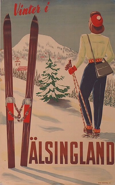 Sweden - Vinter i Hälsingland Sverige original poster designed by Brattström, Bengt (1917-1960)