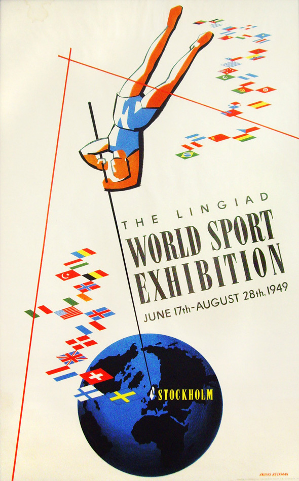 Original vintage poster Lingiad World Sport Exhibition Stockholm