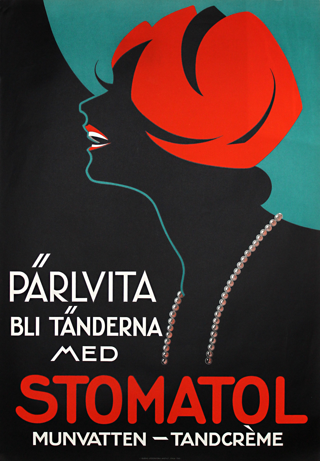 Original authentic vintage poster - Title: 'Stomatol - Pärlvita Tänder ...
